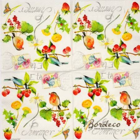 Serwetka decoupage firmy DOMMOS pocztówka z latem 33x33cm